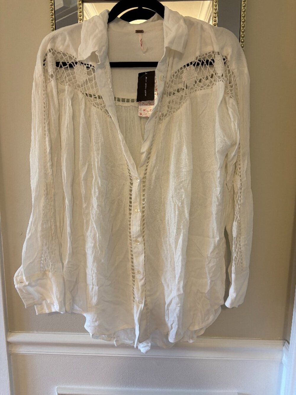 Free People Ivory Long Sleeve Top, Size S, New With Tags!